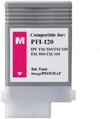 Vivid Colors VC PFI-120 Magenta Ink Cartridge for Canon PFI-120M (130ml, Magenta) for Canon imagePROGRAF TM-200 TM-205 TM-300 TM-305 Printer.