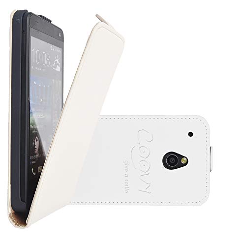 COOVY® Étui pour HTC One Mini M4 Slim Flip Coque Housse Étui de Protection Fin à clapet avec écran de Protection | Couleur Blanc