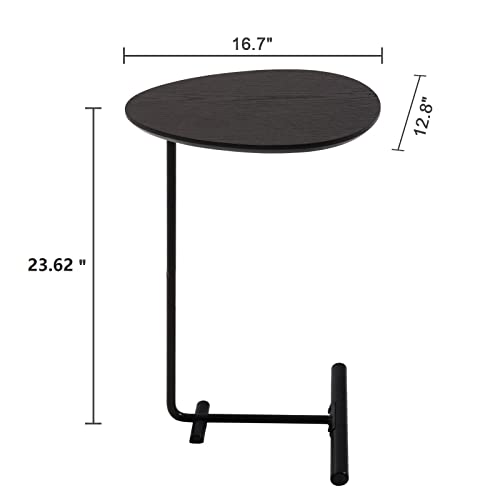 C Table,Couch Tables That Slide Under,C Shaped Side Table,Sofa End Table For Living Room Bedside Bathroom Snack Coffee Laptop Tables,Egg Oval-Shaped,Metal Frame,Easy Assembly Black（Upgraded） #TOP2