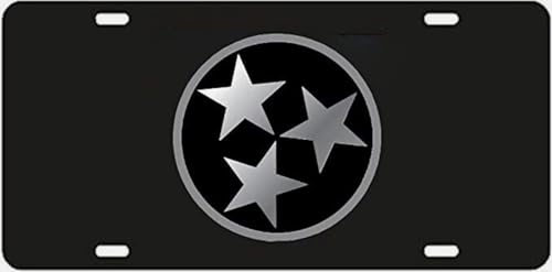 Tri Star Black Licensed Plate Car Tag Tennessee Black Mirror