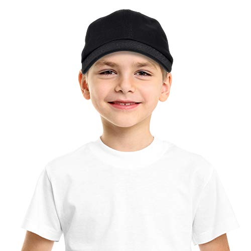Dalix Unisex Youth Childrens Cotton Cap Adjustable Plain Hat - Unstructured (Black) #TOP4