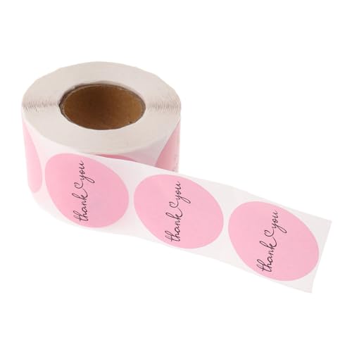 Parliky 500個ピンク感謝シール 丸型 自己粘着 防水 高接着力 封筒 箱用 小規模事業者向け 業務用ラベル お礼用装飾ラベル 贈答包装 輸送封印