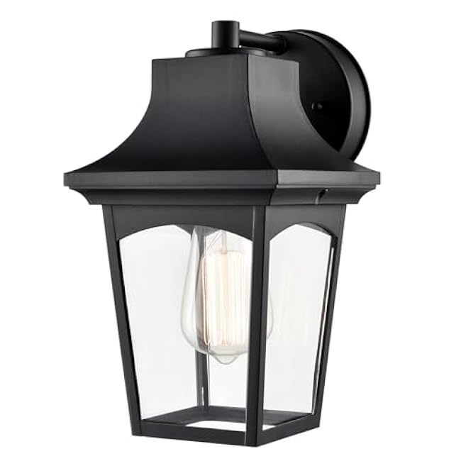 DAYCENT Outdoor Light Fixtures Wall Mount Black Wall Sconce with Clear Glass Shade IP65 Waterproof Porch Light Exterior Wall Light for Garage Patio Garden Courtyard
