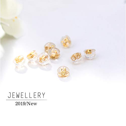 GooNight Gold Plated 925 Sterling Silver and Silicone Earrings Backs One Size Fits All Hypoallergenic Earrings Back 10 Pieces(5 Pairs)3