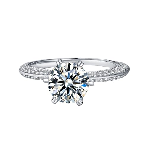 [JUNENTER] 0.5CT/1CT/1.5CT/2CT/3CT ���A�b�T�i�C�g�G���Q�[�W�����O�i�����p�j�A�N���V�b�N6�v�����O 18K�z���C�g�S�[���h���b�L ���E���h�J�b�g D�J���[ VVS1 ���{�N���G�C�g�_�C�������h ���A�b�T�i�C�g�����O�A�����w