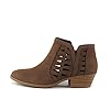 Soda CHANCE Womens Perforated Cut Out Stacked Block Heel Ankle Booties