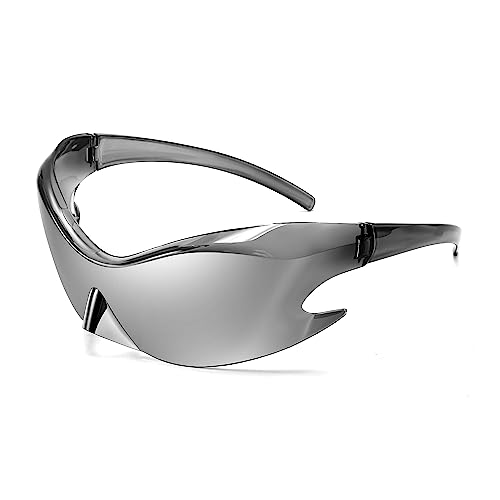FEISEDY Futuristic Sunglasses, Fashion Alien Y2K Wrap Around for