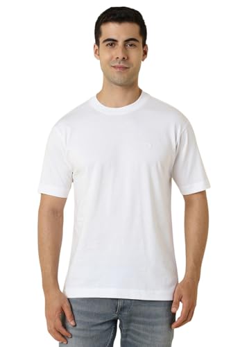 Image of Allen Solly Men's Cotton T-Shirt | Drop Shoulder | Back Print | Regular Fit | Casual Streetwear Style