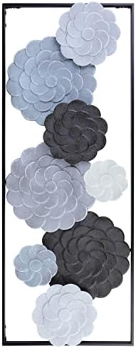 FGstyle Bathroom Wall Art Large Metal Wall Decor with Frame,Metal Flower Wall Decor for Bathroom,Outdoor,Living Room,Bedroom,Kitchen,Indoor,Hallway(35.4×13.4inch)