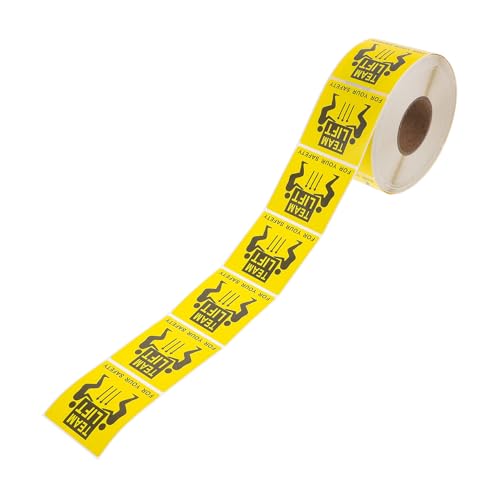SEWACC Heavy Duty Team Lift Shipping Stickers 50X50Mm Box Labels for Moving and Packaging, 1000 Pcs Roll Industrial Warning Adhesive Labels for Ups and Logistics