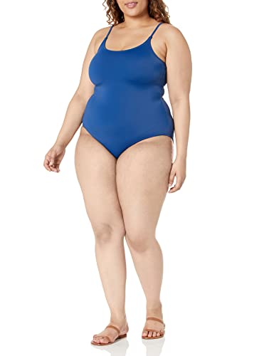 Amazon Essentials Women's Thin Strap One-Piece Swimsuit, Deep Blue, Medium #TOP6