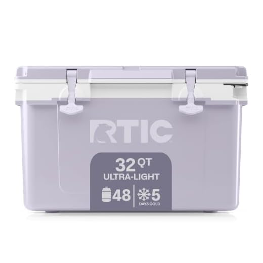 RTIC Ultra-Light 32 Quart Hard Cooler Insulated Portable Ice Chest Box for Drink, Beverage, Beach, Camping, Picnic, Fishing, Boat, Barbecue, 30% Lighter Than Rotomolded Coolers, Dusty Lilac/White