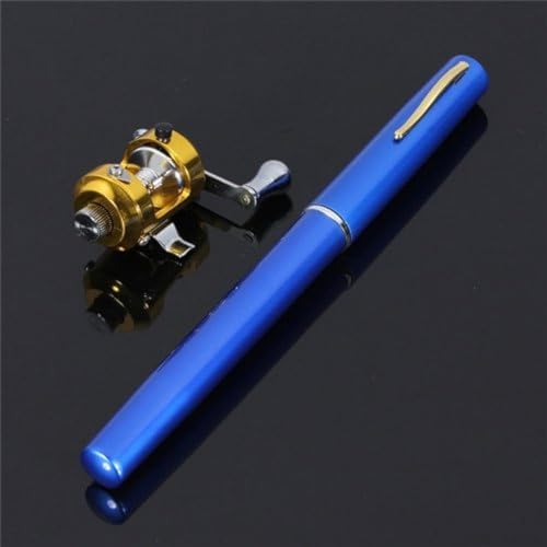 G Ganen 38inch Mini Portable Pocket Aluminum Alloy Fishing Rod Pen Great Gift (Blue)