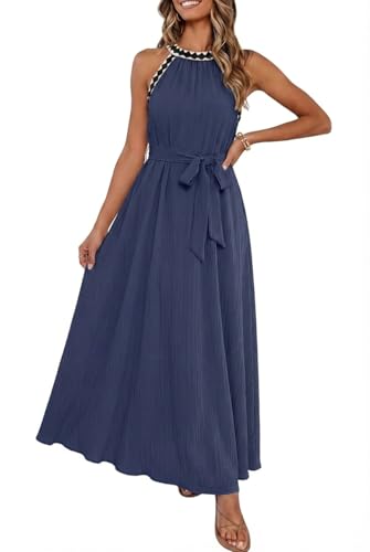 MEROKEETY Women's 2026 Summer Halter Maxi Dress Spring Casual Boho