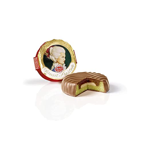Reber Constanze Mozart-Pastete, Alpenmilch-Schokolade, Honig-Sahne-Trüffel, Nougat, Pistazienmarzipan, 9 Stück