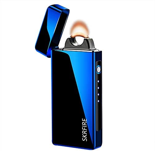 SKRFIRE Plasma USB Rechargeable Arc Lighters Windproof Electric Big Flame Cool Lighter with LED Battery Indication for Outdoor, Camping, Adventure, Grill(Blue)
