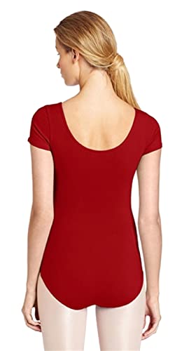 Lifup Collant feminino de manga curta para dança balé, Vermelho, M