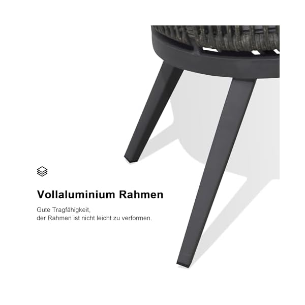 PURPLE LEAF Gartenstuhl 2er Set Aluminium Grau