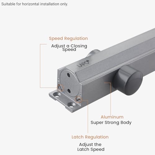 Image of LAPO 2 Piece Heavy Duty Aluminium Automatic Hydraulic Double Speed Door Closer for Home Office | Aluminium and Wooden Soft Door Closers with Fitting Set for All Door Weight Up to 65 Kg (Silver Finish)
