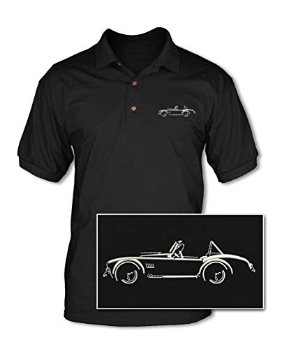 1965 AC Shelby Cobra 427 SC Adult Pique Polo Shirt - Art of Light - American Classic Car Black
