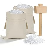 2 Pack Enlarged Canvas Ice Crusher Bags with 1 Mallet -16.5' × 8.7' Reusable Lewis Bags with Wooden Mallet for Home Kitchen Bar Party Ice Breaking