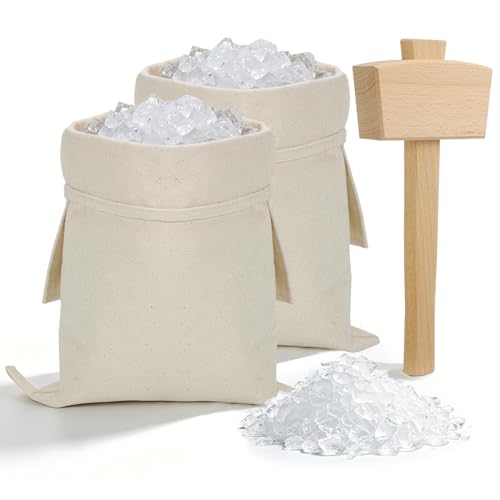 2 Pack Canvas Ice Crusher Bags with Mallet, 16.5