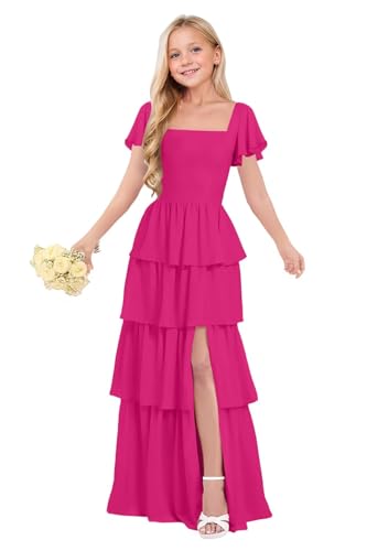 Tiered Ruffles Junior Bridesmaid Dresses Chiffon Flower Girl Dress for Wedding Pageant Formal Gown for Girls3