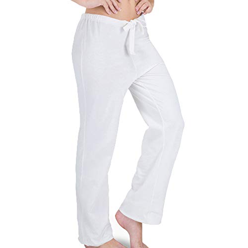 Cottonique Women's Latex-Free Drawstring Lounge Pants Made from 100% Organic Cotton (5, Natural)