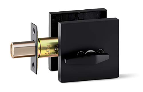 Berlin Modisch Entry Lever Door Handle And Single Cylinder Deadbolt Lock And Key Slim Square Locking Lever Handle Set [Front Door Or Office] Right & Left Sided Doors Heavy Duty – Iron Black Finish #TOP7