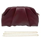 Pahajim Bolsos de Fiesta Clutch Bolso de Mano para Mujer PU Piel con Cadena Desmontable Bolsos Ceremonia Bandolera para Bodas, Cenas, Eventos (Burdeos)