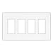 EATON 9524WS Aspire 9524 Decorative Mid Size Screw less Wall Plate, 4 Gang 4-1/2 In L X 8.19 In W 0.08 In T, Satin, White