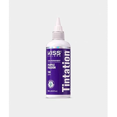 Red by Kiss Tintation Semi-Permanent Hair Color, Aloe Vera Water Based, Argan Oil, Olive Oil, Collagen & Keratin, Long-Lasting Color Dye (Purple Passion, 5 Fl Oz)