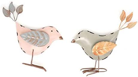 GDYOOSHOW 2Pcs Metal Bird Decor Indoor or Outdoor Song Bird Statues Home Yard 5.5" Tall Gift Toy Rust/Brown
