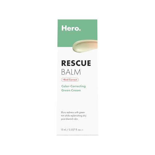 Hero Cosmetics Rescue Balm +Red Correct Post-Blemish Recovery Cream, Nourishing, Calming, Dermatologist Tested (15ml)