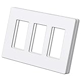 BESTTEN USWP6 – Lot de 2 plaques murales sans vis à 3 interrupteurs sans vis, 11,91 cm x 16,61 cm, pour interrupteur, variateur, USB, GFCI, prise