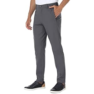 PULI Golf Pants Men Stretch Slim Fit Dress Casual Work Hiking Tapered Waterproof Pants with Pockets