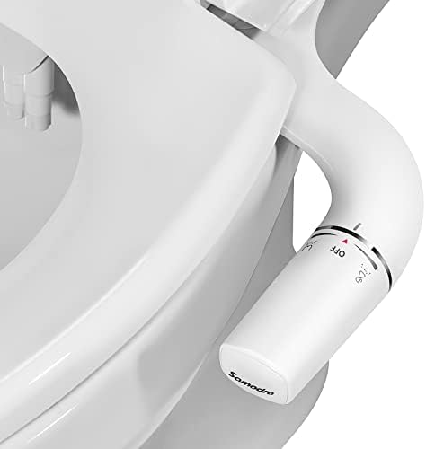 Bidet Attachment for Toilet Left Side,SAMODRA Classic 7.0 Ultra-Slim Bidet with Non-Electric Dual Nozzle,Adjustable Water Pressure,Cold Water,Easy to Install and Use