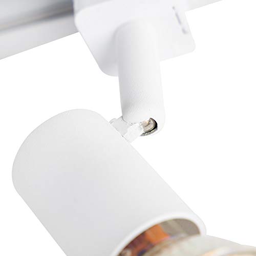 Qazqa Modern Schienensystem Lampen Komplettset, Schienenbeleuchtung, Deckenstrahler, Deckenspot - Iconic Jeany - Weiß, 5-flammig, 200cm, Ideal als Küche lampe und Wohnzimmerlampe