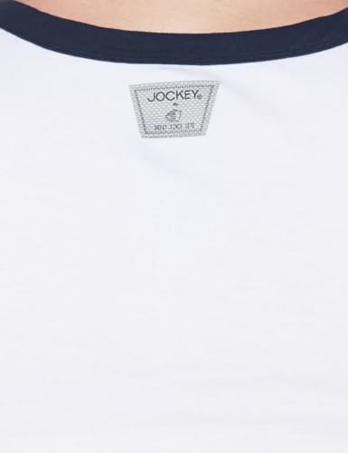 Image of Jockey US27 Men's Super Combed Cotton Rib Square Neck Gym Vest (Shoulder Strap Color May Vary) White & Navy M