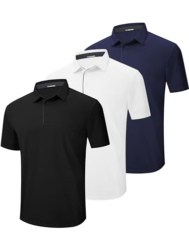 3er Pack Polo Homme Manches Courtes Séchage Rapide Poloshirt Basic Regular Fit Hygroscopique Polo Golf Respirant Golf Outdoor T-Shirt (BKWTNB L)