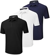 DEHORU 3 Pack Mens Polo Shirt Quick-Dry Short Sleeve Athletic Top Moisture Wicking Performance Dr...