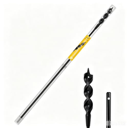 HUAALIUCHE 48" Flexible Installer Drill Bit for Pulling Wires in Walls, Ceilings, and Sidewalks, 3/4" Auger with Screw Point &amp; Fish Eye, 1/4" 3-Flat Shank for Wood &amp; Conduits, with Storage Tube