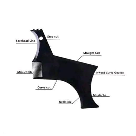 Image of Beard Shaping Tool with Comb, Black, Grooming Template Guide for Home and Salon Use