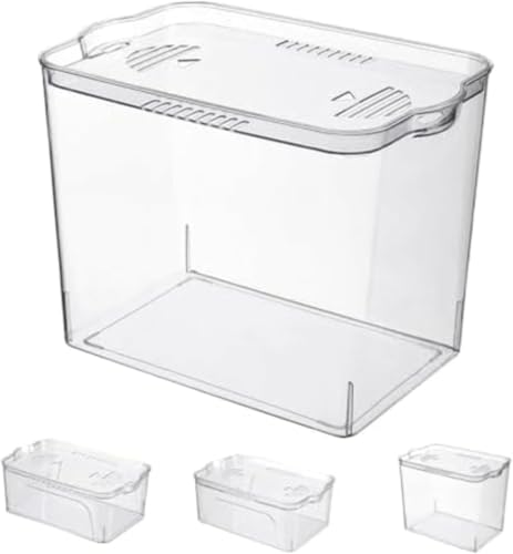 Marysea 金魚鉢 水槽 プラスチック製|積み重ね可能 蓋付き インテリア対応 家庭用/オフィス用 透明 大容量 (M)