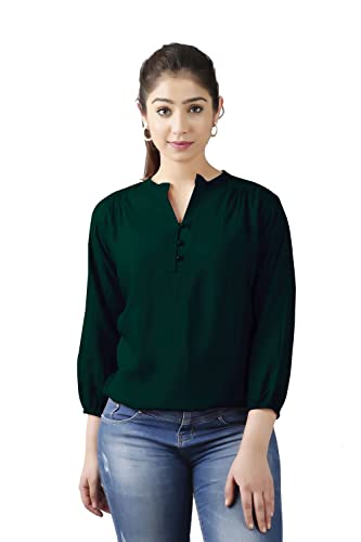 Image of Himanshi Enterprises Women's 3 /4 Sleeves Mandarin Nack Rayon Casual Solid Short Kurti