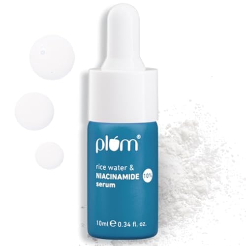 Plum 10% Niacinamide Face Serum | with Rice Water & Squalane| Brightens Skin | Clears Blemishes | Suits All Skin Types | Fragrance-Free | 10 ml