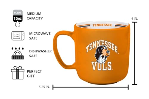 Image of Logo Brands NCAA Tennessee Volunteers 15oz Stripe Mug - Team Logo, Inside Print, Standard Handle, Microwave & Dishwasher Safe