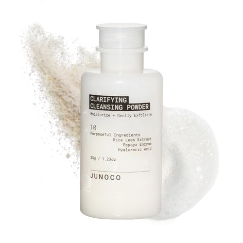 JUNO & Co. JADE Clarifying Cleansing Powder, Refillable Enzyme Face Cleanser, Gentle Exfoliating Powder-to-Foam Cleanser with Rice & Papaya Enzymes, For Smooth Hydrated Skin, 35g