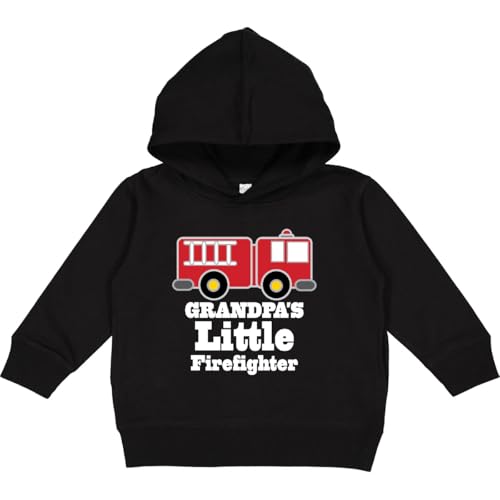 inktastic Grandpa Little Firefighter Boys Fire Truck Toddler Hoodie 2T Black 28a70