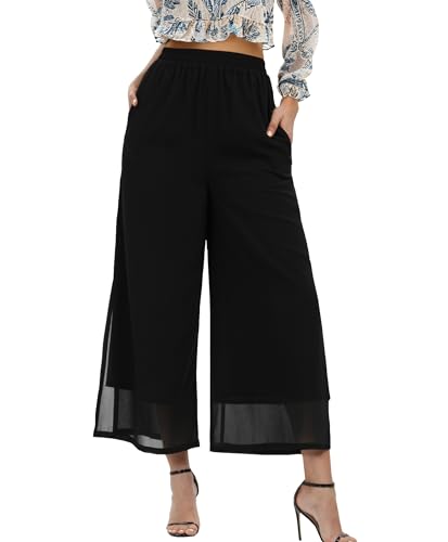 zsangbee Women's Chiffon Wide Leg Palazzo Pants Slit Capris Summer
